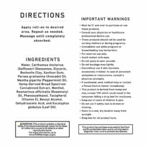 Green Roads Cool Relief Roll On 750 mg Supplement Facts