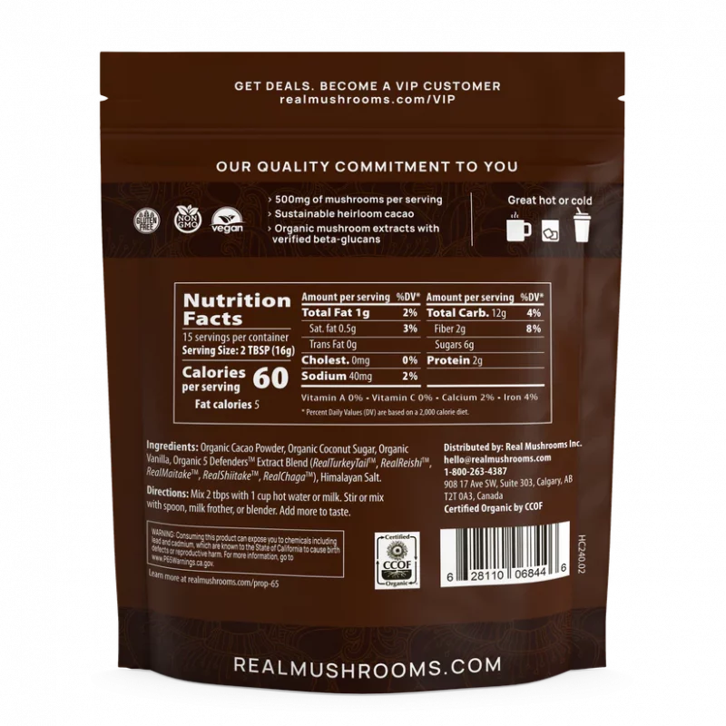 Mushroom Hot Chocolate Mix Nutrition Facts