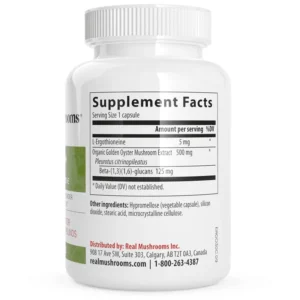 Real Mushroom Ergo Ergothioneine Supplement Supplement Facts