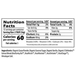 Real Mushroom Mushroom Hot Chocolate Mix Nutrition Facts