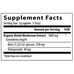 Real Mushroom Organic Reishi Mushroom Powder Bulk Extract Supplement Facts