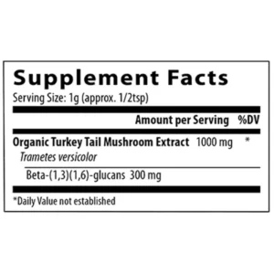 Real Mushroom Turkey Tail Extract Bulk Powder Nutrition Facts