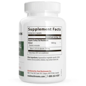 Real Mushroom Turkey Tail Mushroom Capsules Supplement Facts