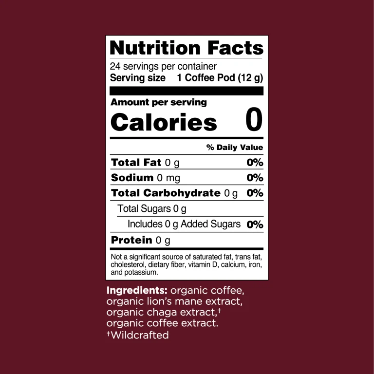 Think High Caf Coffee Pods Box 24 count Four Sigmatic Nutrition Facts