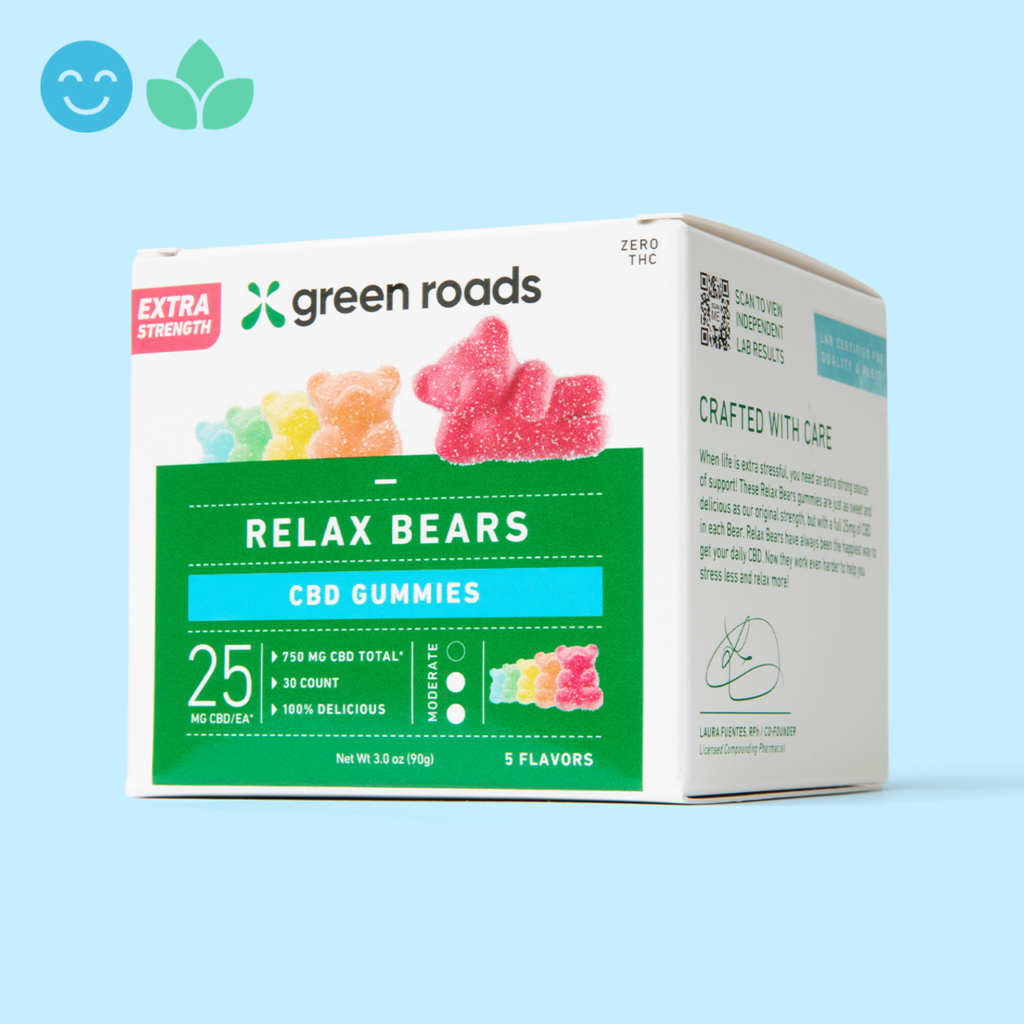 Green Roads Extra Strength Relax Gummy Bears (30ct) 750mg