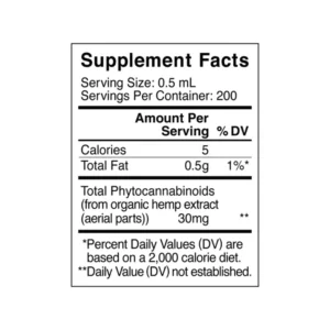 Charlottes Web Botanical Extract Oil 60mg 100ml Supplement Facts