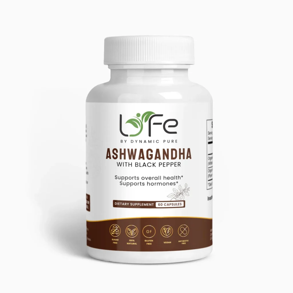 Organic Ashwagandha with Black Pepper Herbal Supplement Capsules