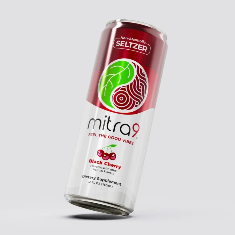 Mitra9 Black Cherry Botanical Seltzer Bold Cherry Sparkle