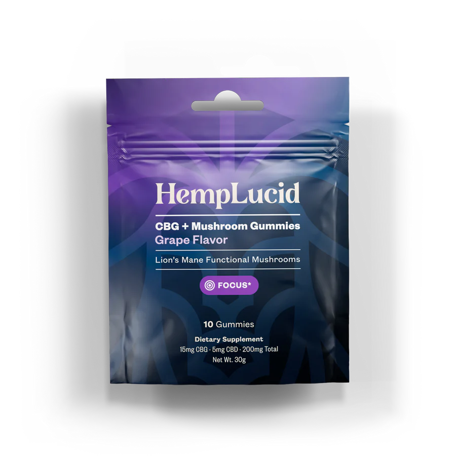 HempLucid Focus Mushroom Gummies Grape Flavor 10 cubes HempLucid Focus Mushroom Gummies Grape Flavor 10 cubes